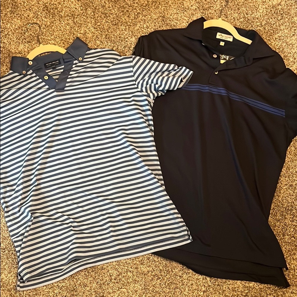 PETER MILLAR mens golf shirts. Lot of two size small